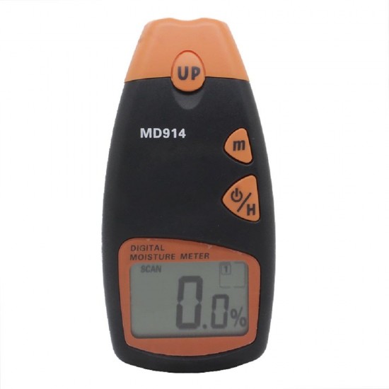 MD914 Wood Moisture Tester Autocorrect Ambient Temperature Measuring 2%~60% Range 0.5% Resolution Data Hold 4 Pins Sensor 4 Tree Species Corrections