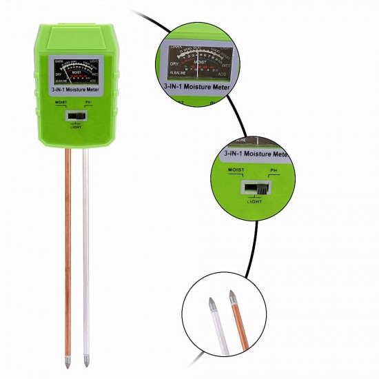 TPH01810 3 In 1 Ph Meter Hygrometer/Measuring PH Meter Double Probe Professional Soil Meter Moisture PH Environment Instrument Tool