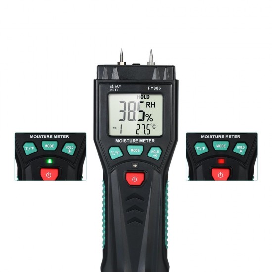 Two Pins Digital Wood Moisture Meter 0-60% Wood Humidity Tester Timber Damp Detector with Large LCD Display