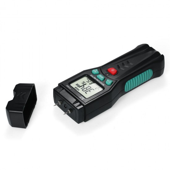 Two Pins Digital Wood Moisture Meter 0-60% Wood Humidity Tester Timber Damp Detector with Large LCD Display