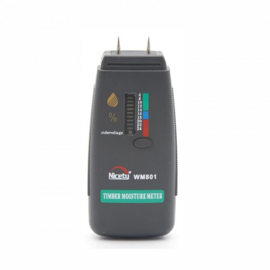 WM801 Handheld 6-24% Moisture Meter Easy Read 2 Pins Bamboo Moisture Timber Damp Wood Moisture Measurement Instrument