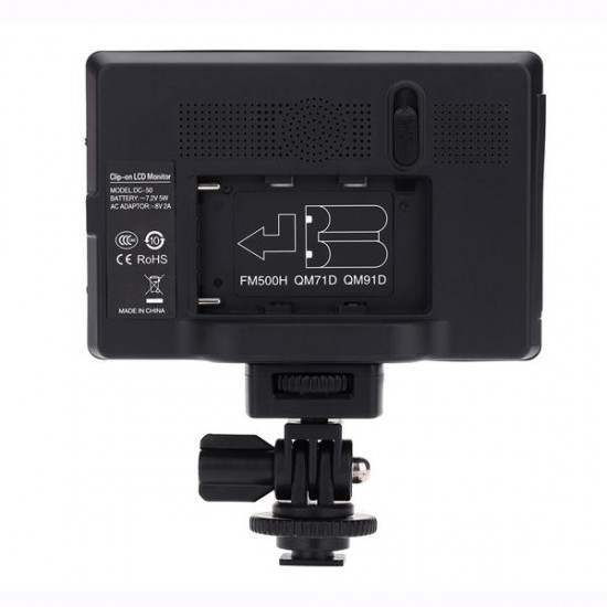 Portable DC-50 HD Clip-on LCD 5inch Camera Monitor Wide View for Canon Nikon Sony DSLR DV