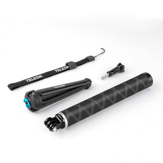GP-MNP-90T 90cm Carbon Fiber Foldable Extendable Selfie Stick with Tripod for Action Sports Camera Smartphone