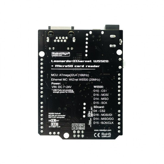 Without PoE ETH ATmega32U4 Ethernet W5500 (V2) Development Board Without PoE ETH ATmega32U4 Ethernet W5500 (V2) Development Board
