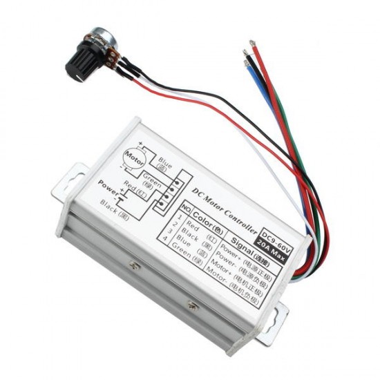 3Pcs PWM DC 9V 12V 24V 48V 60V 20A Stepless Variable Speed Pulse Width Motor Speed Regulation Switch Speed Controller