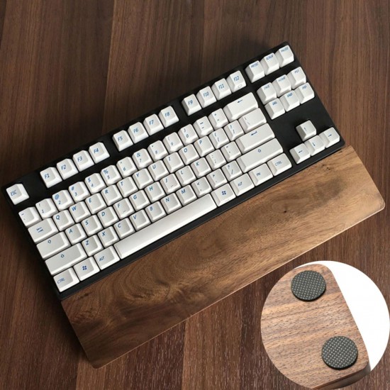 Black Walnutwood Wrist Rest Pad Keyboard Wood Wrist Protection Mouse Anti-skid Pad for 60-Key 60% Keyboard