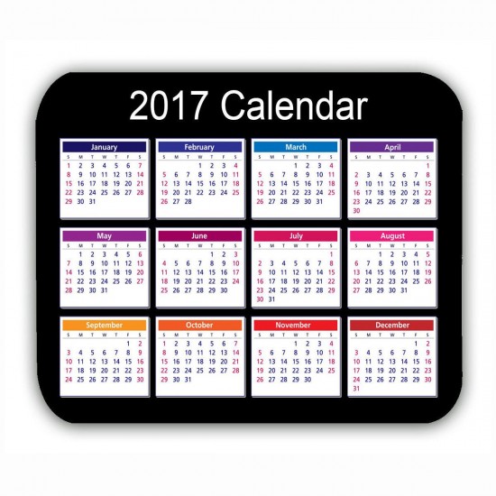 Calendar 2017 Mouse Mat Black Anti-Slip Computer PC Desktop Gaming Mouse Pad