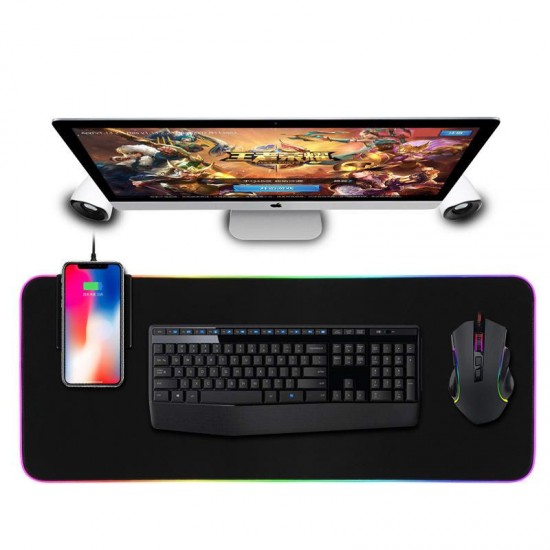 GMS-X10 RGB Light Gaming Mouse Pad 3 in 1 Fast 10W Wireless Charging Keyboard Mat with Wireless Charger