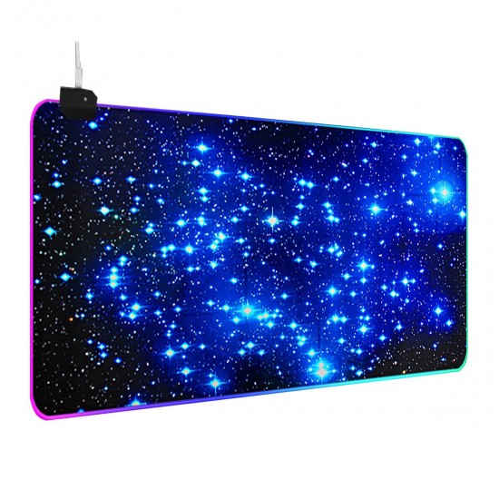 Galaxy RGB Mouse Pad Gaming Keyboard Pad Non-slip Rubber Desktop Table Protective Mat for Home Office