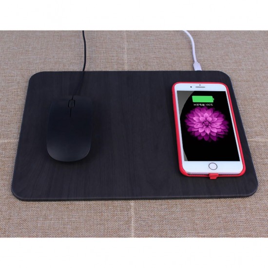 OJD-19 Wireless Fast Charger Charging Wood Grain Mouse Pad Mat for Samsung S10+ HUAWEI and Gaming Mouse