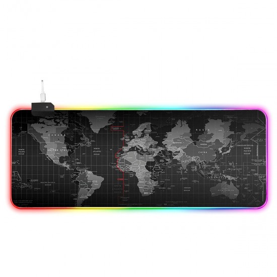 RGB Magic USB Wired Mouse Pad LED Map Luminous Mouse Mat Rubber Luminous Single Side Anti-slip Mat