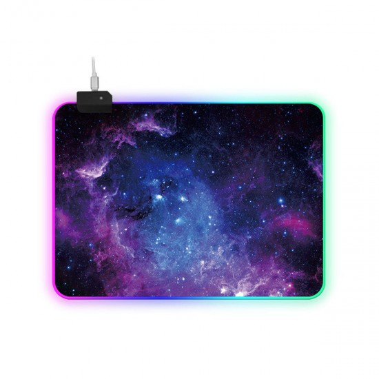 Wired USB Gaming Mouse Pad RGB LED Desk Mat Cosmic Nebula Antislip Luminous Game Mouse Pad