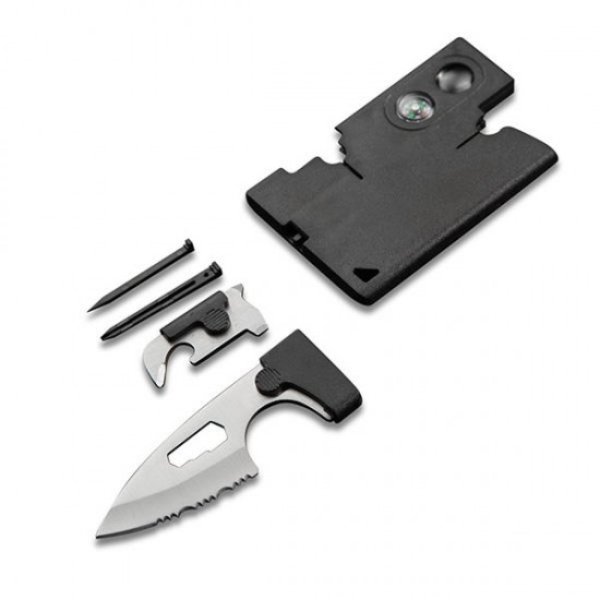 10-In-1 Multi Credit Card Serrated Companion Tools With Compass Magnifying Screwdriver Tweezer 10-In-1 Multi Credit Card Serrated Companion Tools With Compass Magnifying Screwdriver Tweezer
