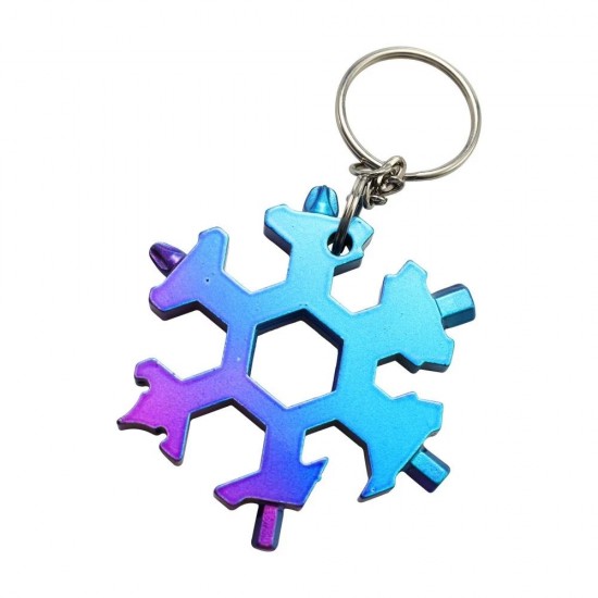 15-in-1 Stainless Multi-function with Snowflake Shape Keychain Screwdrivers Bottle Opener Hex Wrench