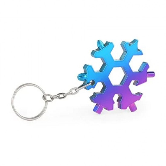 15-in-1 Stainless Multi-function with Snowflake Shape Keychain Screwdrivers Bottle Opener Hex Wrench