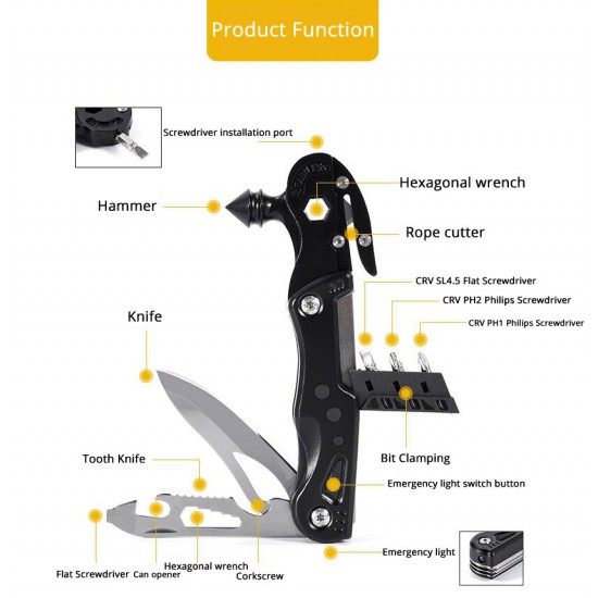 153MM Multifunctional Cutting Pliers Folding Outdoor Car Safety Hammer Camping Home Cutting Survival Kitchen EDC Tools With LED 153MM Multifunctional Cutting Pliers Folding Outdoor Car Safety Hammer Camping Home Cutting Survival Kitchen EDC Tools With LED