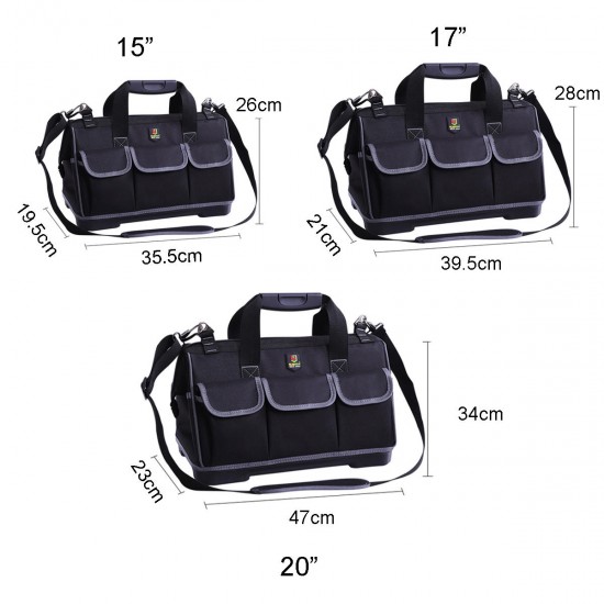 15inch 17inch 20inch Multi Purpose Tool Bag Shoulder Strap 16 Pockets Water Resist Heavy Duty Durable