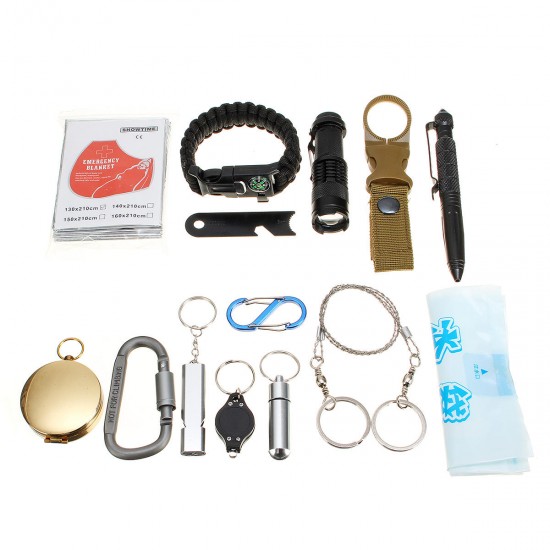 17 in 1 SOS Emergency Camping Hiking Hunting Outdoor Survival Equipment Tools Kit Gear 17 in 1 SOS Emergency Camping Hiking Hunting Outdoor Survival Equipment Tools Kit Gear