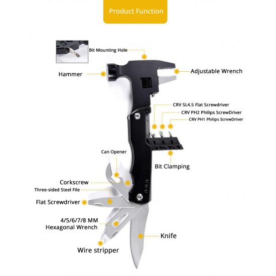 175MM Multifunction Stainless Steel Multi-purpose Tool Pliers Outdoor Multi-purpose Tool Pliers Household Maintenance Multi-purpose Pliers Hammer Tools