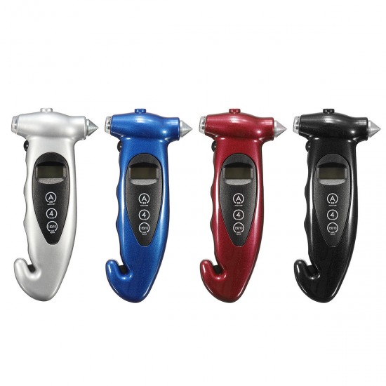 5 in 1 LCD Digital Tire Pressure Gauge Night Lighting Hammer Cutter Deflation Needle Function