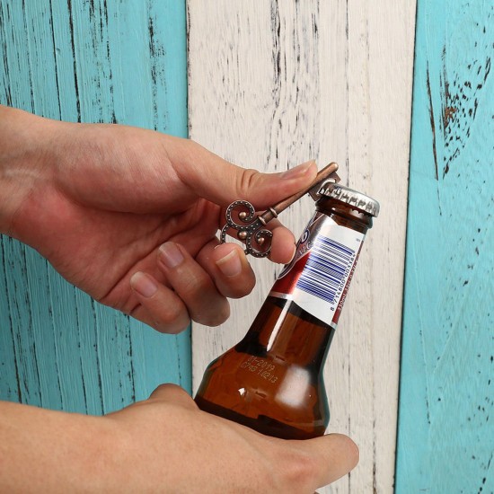 50pcs Antique Skeleton Key Bottle Opener Multifunctional Tools with Kraft Tag Card