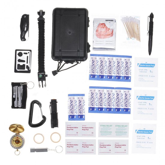 66 in 1 SOS Kit Outdoor Emergency Equipment Box Camping Survival Gear Tools Kit