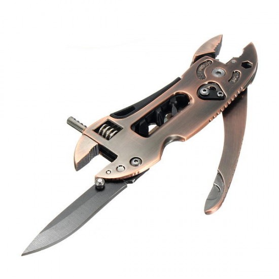 Bronzed Multitool Adjustable Wrench Jaw+Screwdriver+Pliers Multitool Set