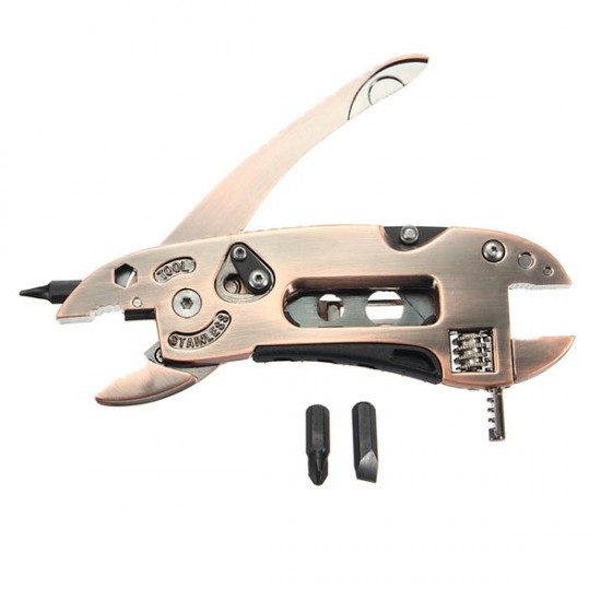 Bronzed Multitool Adjustable Wrench Jaw+Screwdriver+Pliers Multitool Set