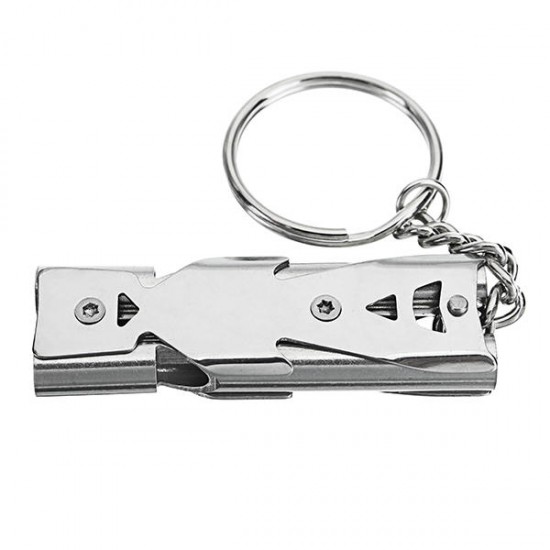 Double Pipe High Decibel Stainless Steel Outdoor Emergency Survival Whistle Keychain Camping HIking Keychain Whistle Double Pipe High Decibel Stainless Steel Outdoor Emergency Survival Whistle Keychain Camping HIking Keychain Whistle
