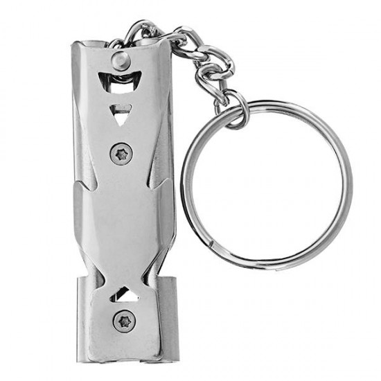 Double Pipe High Decibel Stainless Steel Outdoor Emergency Survival Whistle Keychain Camping HIking Keychain Whistle