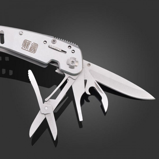 G301 Stainless Steel Multitools Folding Pliers Tool with 11pcs Replaceable Screwdriver Bits