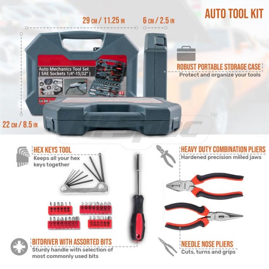 67pcs Hand Tool Set Metric Car Auto Repair Automotive Mechanics Tool Kit Home Garage Socket Wrench Tools with Tool Case 67pcs Hand Tool Set Metric Car Auto Repair Automotive Mechanics Tool Kit Home Garage Socket Wrench Tools with Tool Case
