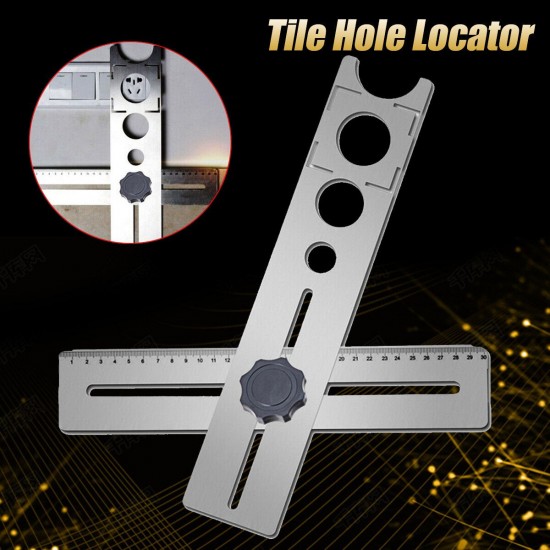 Multi-Functional Ceramic Tile Hole Locator Ruler Adjustable Punching Hand Tool