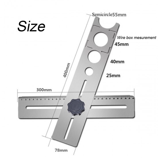 Multi-Functional Ceramic Tile Hole Locator Ruler Adjustable Punching Hand Tool