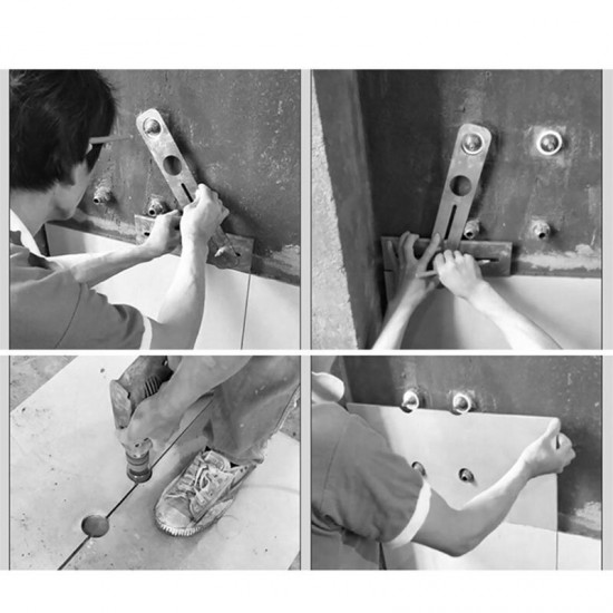 Multi-Functional Ceramic Tile Hole Locator Ruler Adjustable Punching Hand Tool