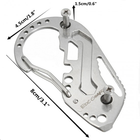 Multifunction Stainless Steel Portable Key Chain Holder Carabiner Wrench EDC Outdoor Tool