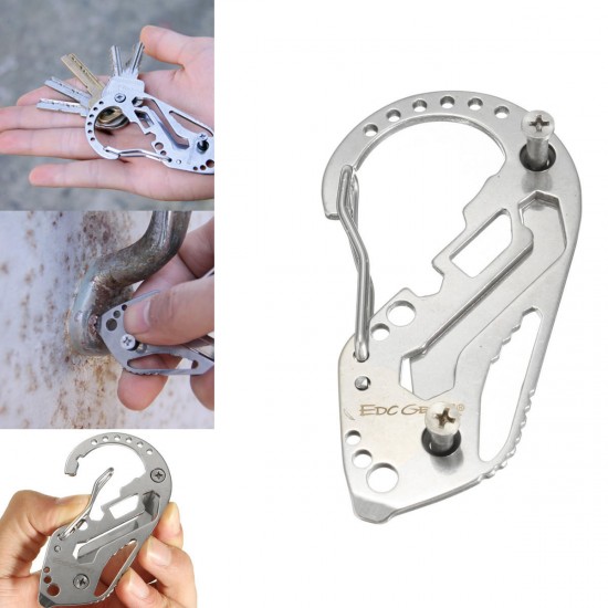 Multifunction Stainless Steel Portable Key Chain Holder Carabiner Wrench EDC Outdoor Tool