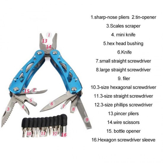 Multifunctional Pocket Foldable Pliers Repair Knifee Screwdriver Set Hand Tools Outdoor Sports Camping Self-defensee Tactical Kits Tools