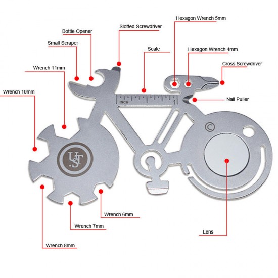 Multifunctional Stainless Steel Tool Card Bicycle Modeling EDC Card Tools Wrench Screwdriver Bottle Opener Multifunctional Stainless Steel Tool Card Bicycle Modeling EDC Card Tools Wrench Screwdriver Bottle Opener