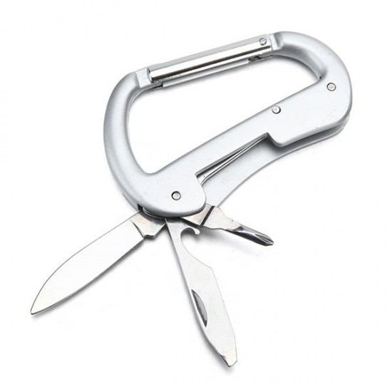 Silver Multifunctional 3 In 1 Camping Hanging Buckle Bottle Opener Cross-Screwdriver Carabiner