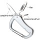 Silver Multifunctional 3 In 1 Camping Hanging Buckle Bottle Opener Cross-Screwdriver Carabiner