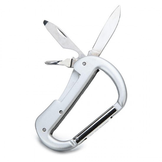 Silver Multifunctional 3 In 1 Camping Hanging Buckle Bottle Opener Cross-Screwdriver Carabiner