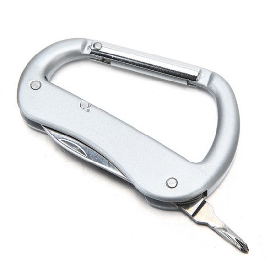 Silver Multifunctional 3 In 1 Camping Hanging Buckle Bottle Opener Cross-Screwdriver Carabiner