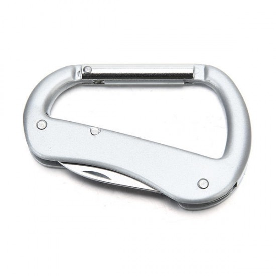 Silver Multifunctional 3 In 1 Camping Hanging Buckle Bottle Opener Cross-Screwdriver Carabiner