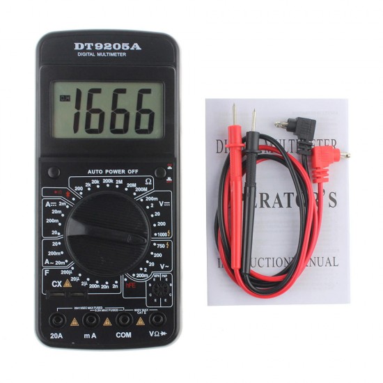 9205A Portable Digital Multimeter AC/DC Voltage Current Resistance Capacitance Voltmeter Ammeter Multi Tester LCD Display