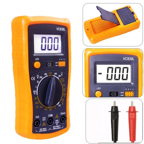 A830L Digital LCD Multimeter Voltmeter Ammeter AC DC OHM Circuit Buzzer Tester