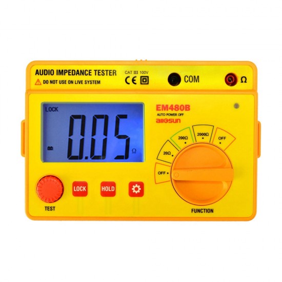 EM480B Audio Impedance Tester Portable Insulation CATIII Test Ranges 20/200/2000 Resistance Meter 1KHz Timer Function Data Hold