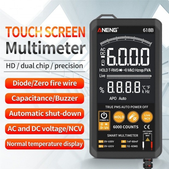 618B Digital Multimeter Touch DC/AC Professional Analog Tester True RMS Multimetro Capacitor NCV Testers Meter 618B Digital Multimeter Touch DC/AC Professional Analog Tester True RMS Multimetro Capacitor NCV Testers Meter
