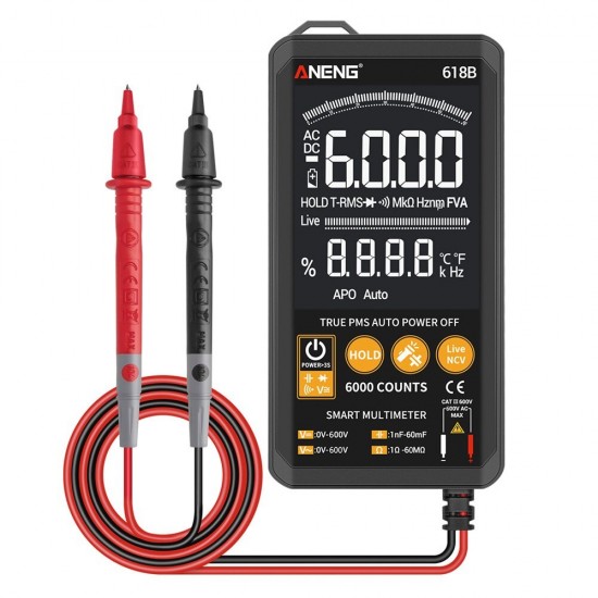 618B Digital Multimeter Touch DC/AC Professional Analog Tester True RMS Multimetro Capacitor NCV Testers Meter 618B Digital Multimeter Touch DC/AC Professional Analog Tester True RMS Multimetro Capacitor NCV Testers Meter