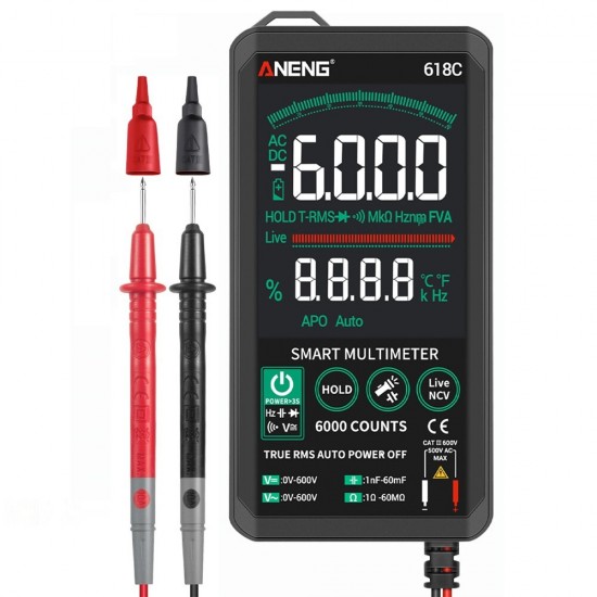 618C Digital Multimeter Smart Touch DC Analog Bar True RMS Auto Tester Professional Capacitor NCV Testers Meter